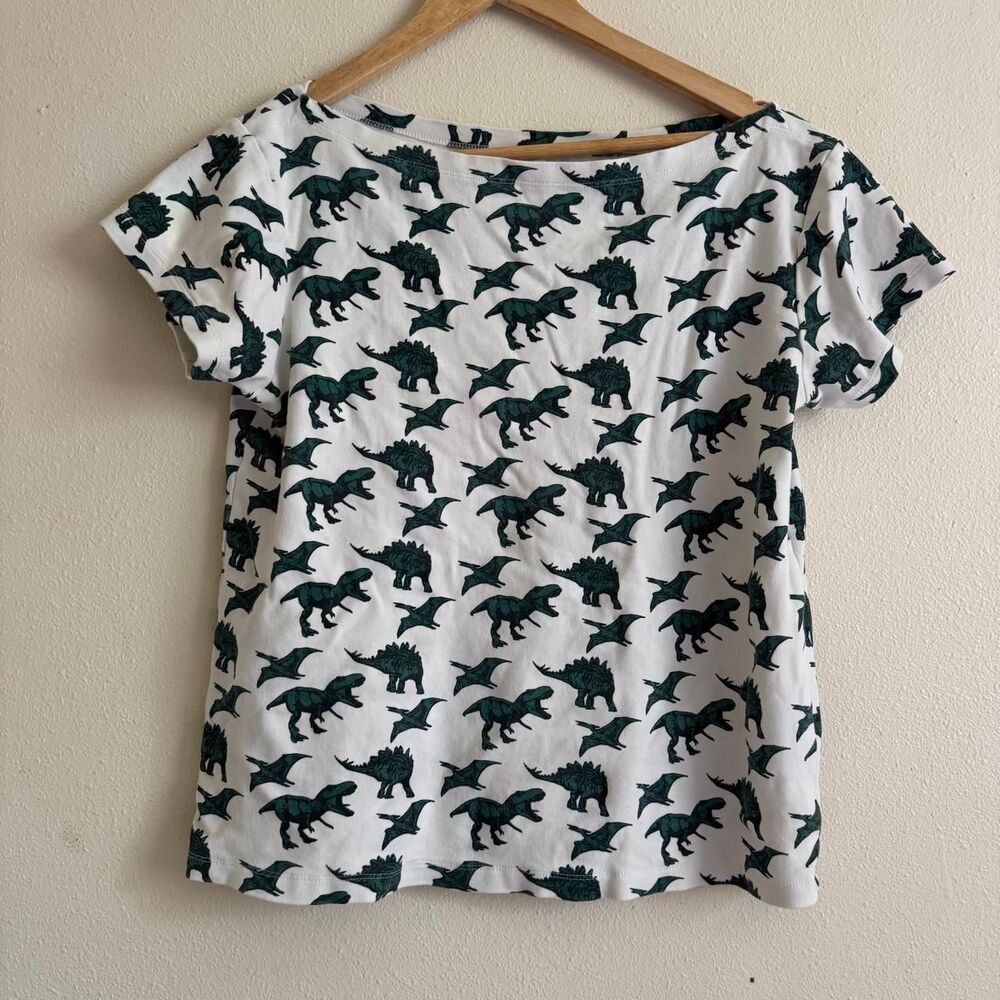 Kate Quinn Organic Cotton Boat Neck Short Sleeve Dinosaur T Shirt Womens Large